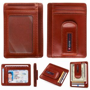 Alpine Swiss Mens RFID Safe Money Clip Wallet Minimalist ID Window Card Case FPW